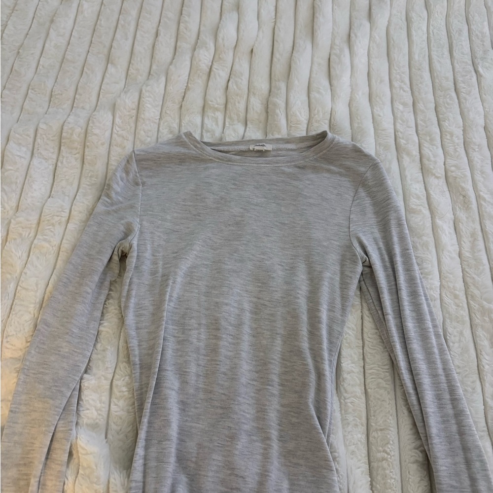 Garage Heather Gray Crewneck Long Sleeve Top